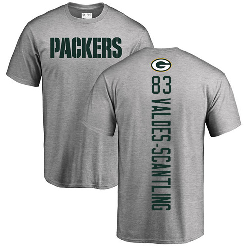 Men Green Bay Packers Ash 83 Valdes-Scantling Marquez Backer Nike NFL T Shirt